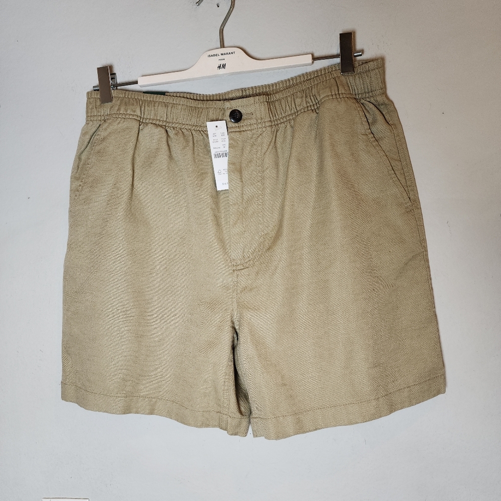 NWT J. Crew OARSMAN Linen Blend Khaki Tan 5.5'' Pier Shorts Mens Size Medium